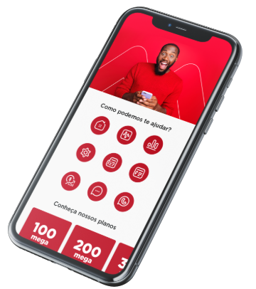 Tela do aplicativo Megam Telecom em um celular